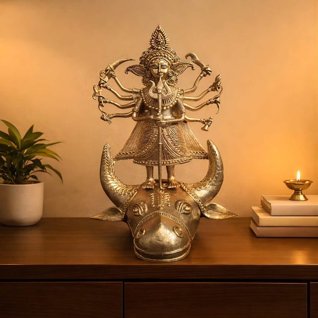 Handcrafted Dokra Metal Durga Idol