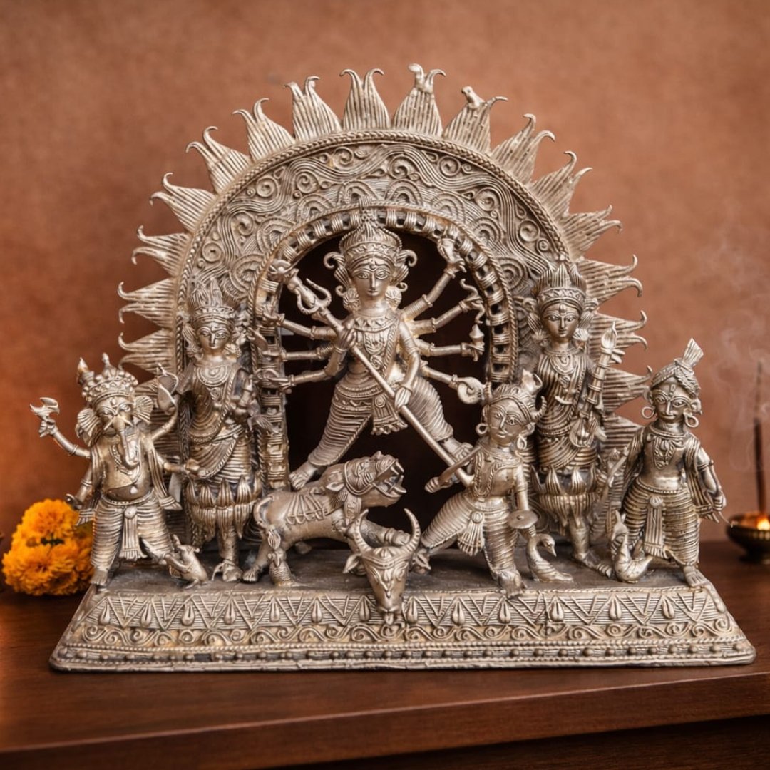 Antique Dokra Durga Idol