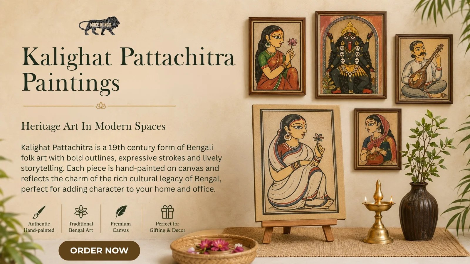 Traditional Kalighat Pattachitra paintings