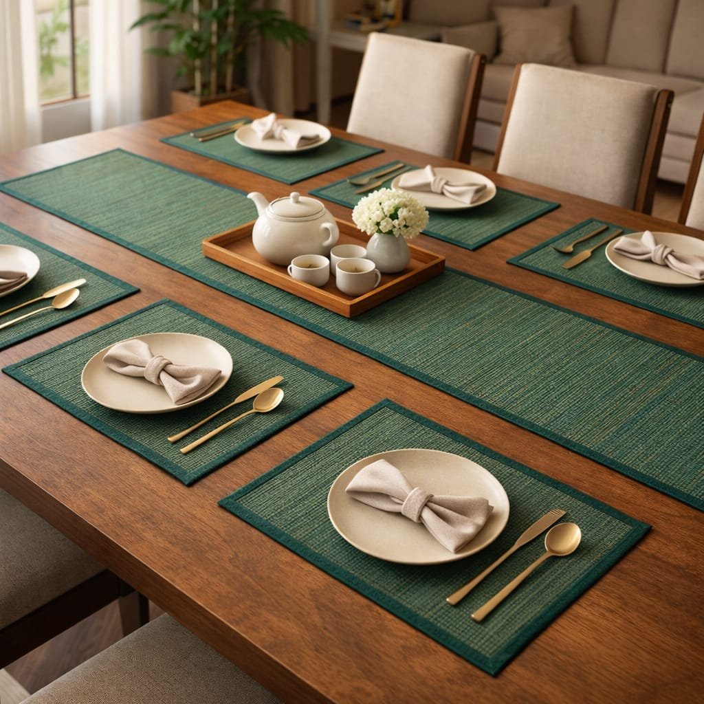 Royal Green Table Mat & Runner Set