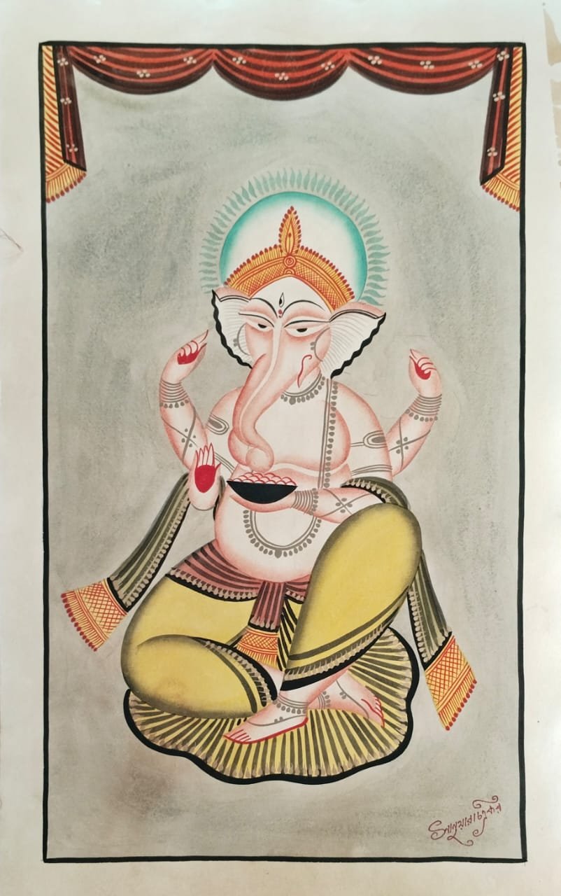 Divine Lord Ganesha Patachitra Painting