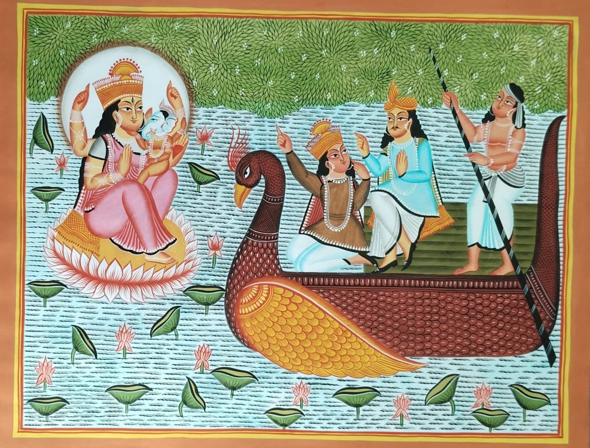 Parvati and Bala Ganesha River Darshan