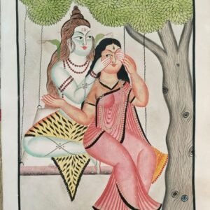 Divine Shiva–Parvati Swing Patachitra Painting