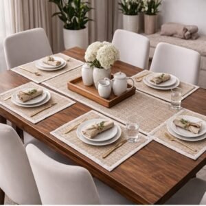 Sandstone Weave Table Mat & Runner Set